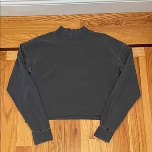 Joah Brown Slate Gray Mock Neck Sweatshirt
